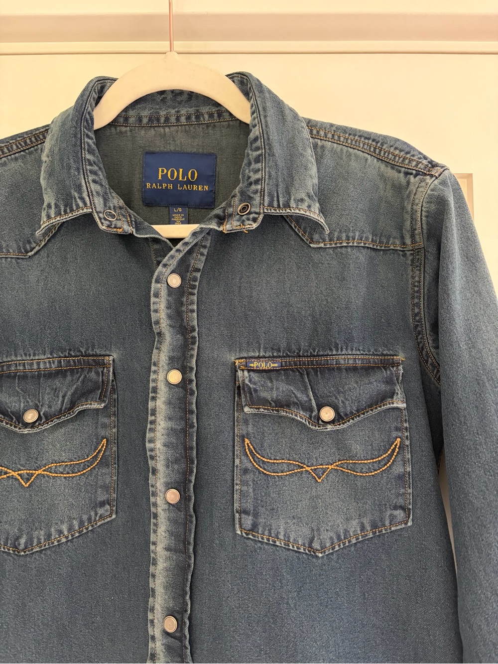Polo Ralph Lauren Denim Western Shirt Women’s 100% Cotton Blue SZ L - Picture 4 of 8